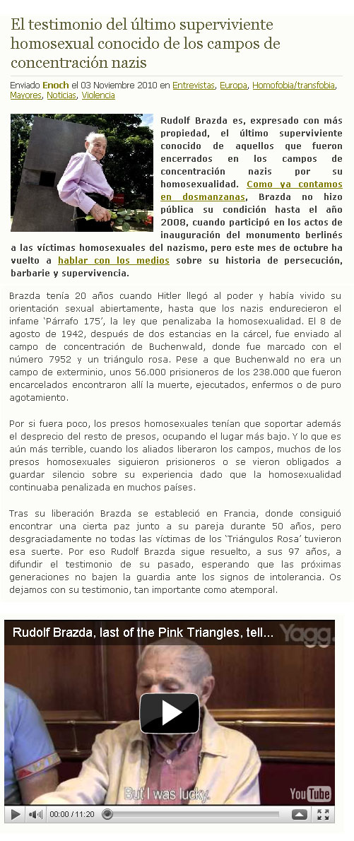 El testimonio del último superviviente homosexual conocido de los campos de concentración nazis
