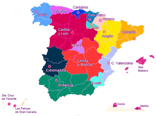 Asociaciones GLBT por comunidades autónomas - España
