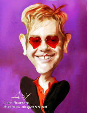 Caricatura de Elton John