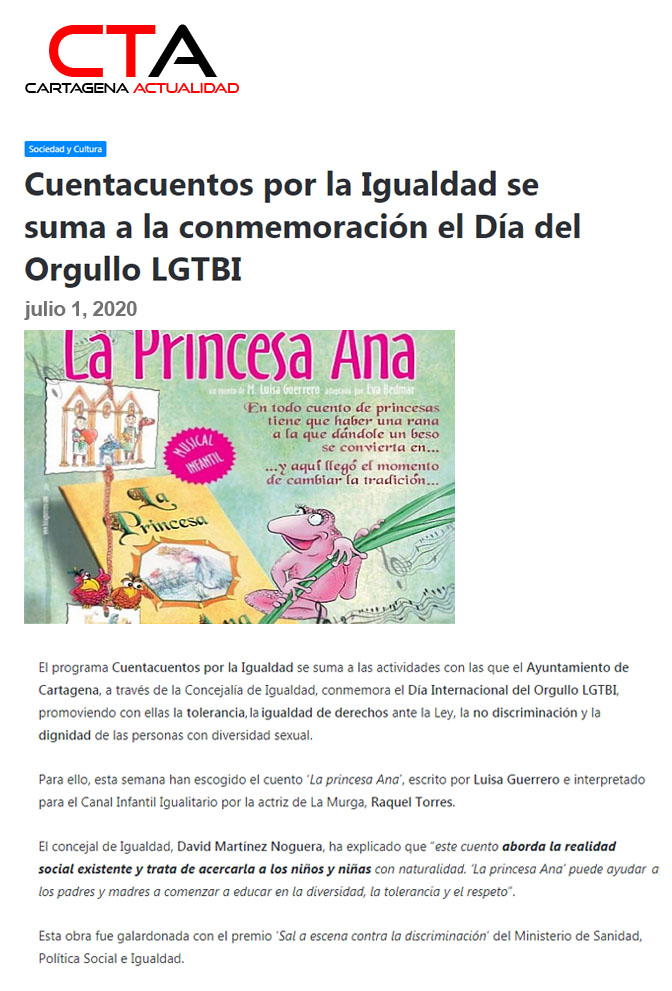 Cartagena Actualidad. La princesa Ana. Diversidad sexual LGTBI