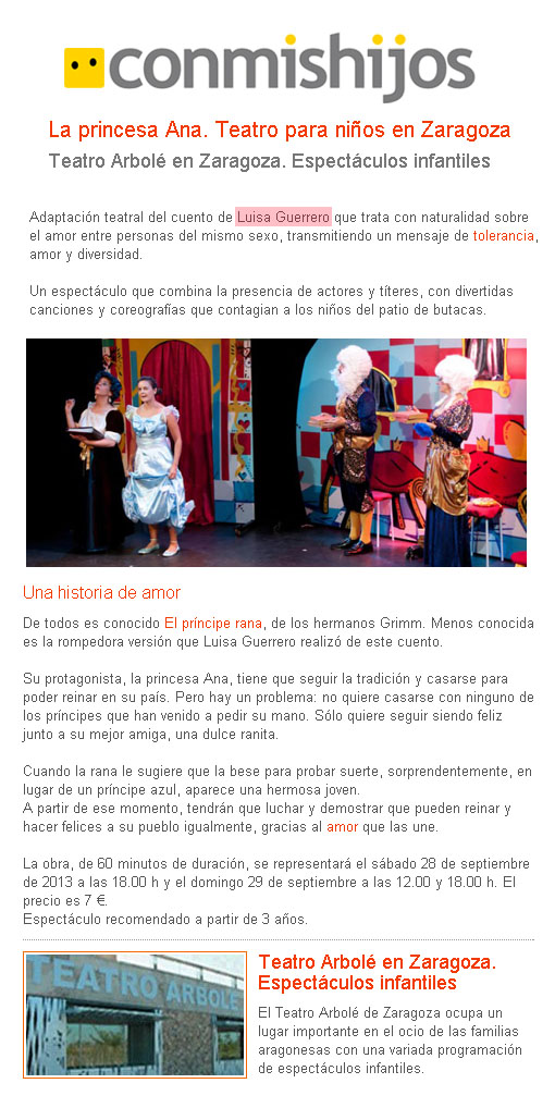 ONG POR LA NO DISCRIMINACION - "La princesa Ana" - Teatro infantil - Compañía Tarambana