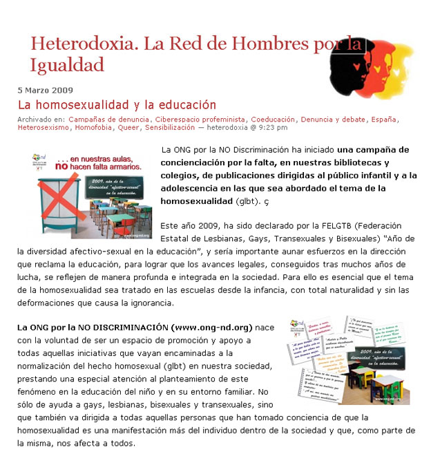 Heterodoxia. La homosexualidad y la educación
