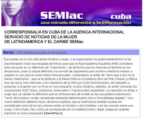 Semiac - Cuba - Otro matrimonio para el diccionario