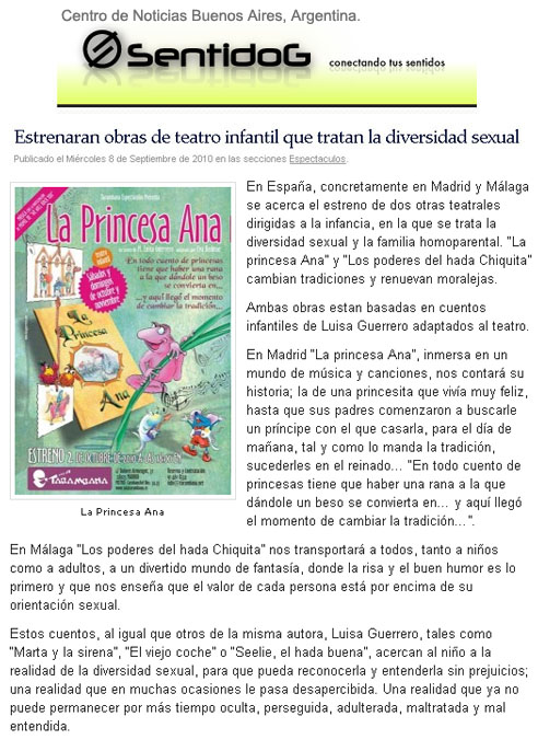 Obras de teatro infantil que tratan la diversidad sexual