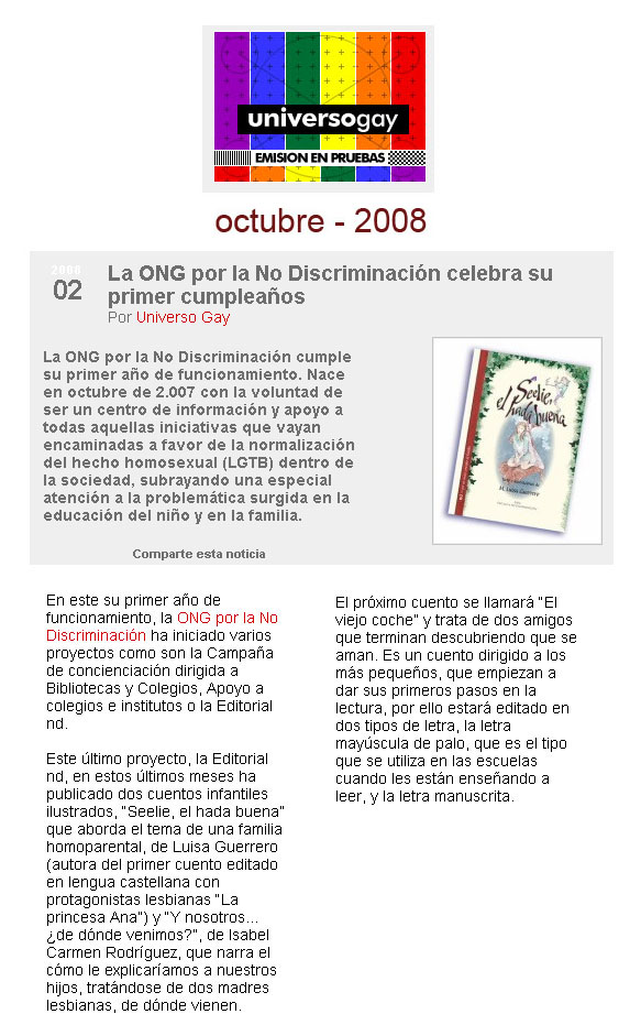 La ONG por la NO Discriminación celebra su primer cumpleaños