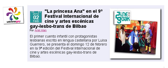 "La princesa Ana" en el 9º Festival Internacional de cine y artes escénicas gay-lesbo-trans de Bilbao